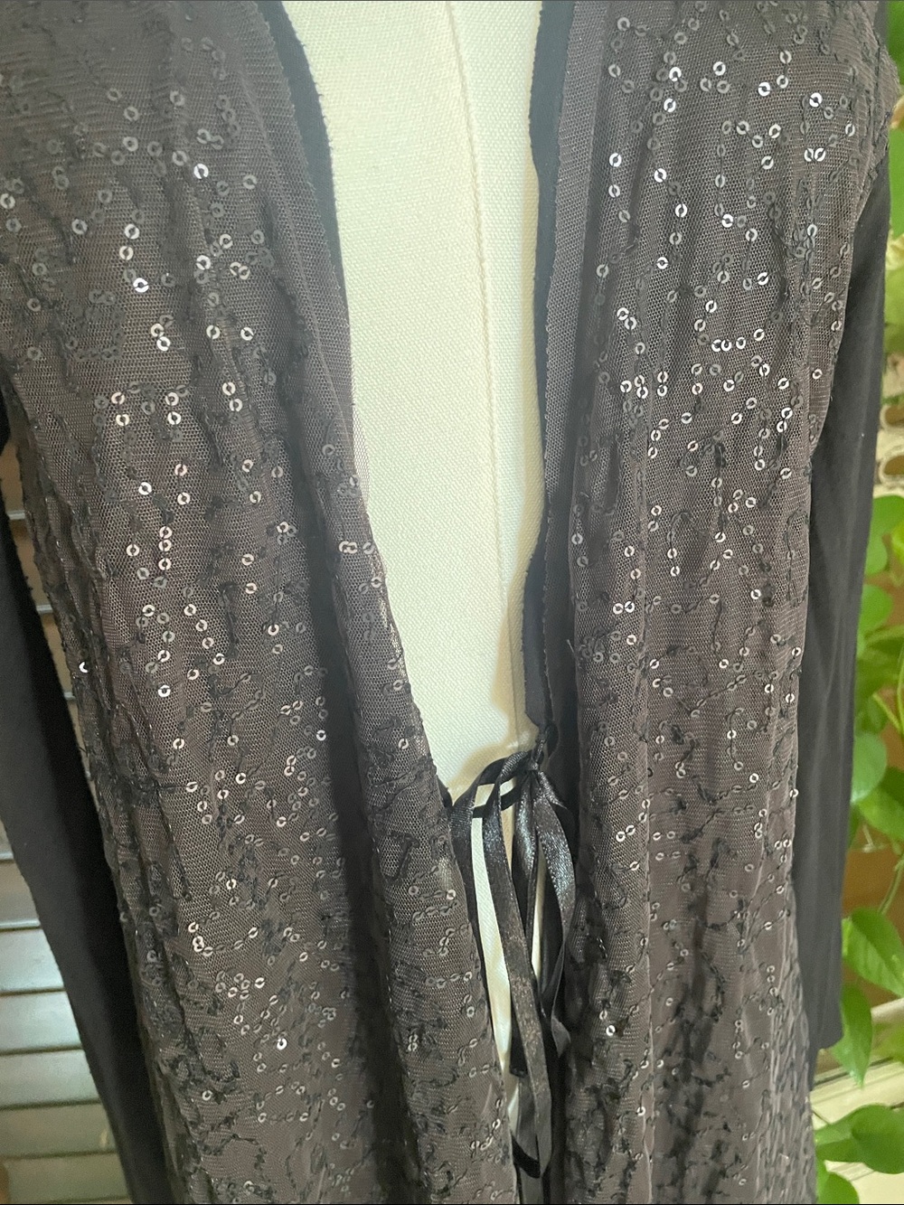 Chan Luu Made in India Sequin Mixed Media Duster Deep Purple Brown Large - Picture 3 of 13
